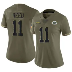 Green Bay Packers Women's Limited Olive 2022 Salute To Service Jersey (11 Jayden Reed)