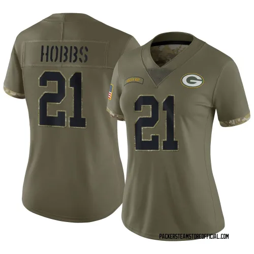 Green Bay Packers Women's Limited Olive 2022 Salute To Service Jersey (21 Nate Hobbs)