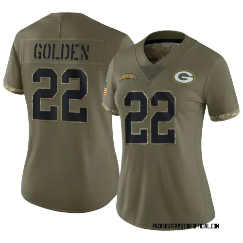 Green Bay Packers Women's Limited Olive 2022 Salute To Service Jersey (22 Matthew Golden)