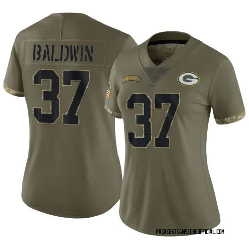 Green Bay Packers Women's Limited Olive 2022 Salute To Service Jersey (37 Johnathan Baldwin)