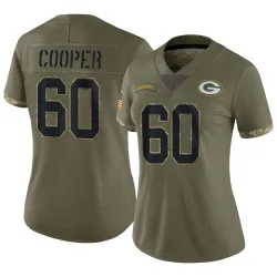 Green Bay Packers Women's Limited Olive 2022 Salute To Service Jersey (60 Tyler Cooper)