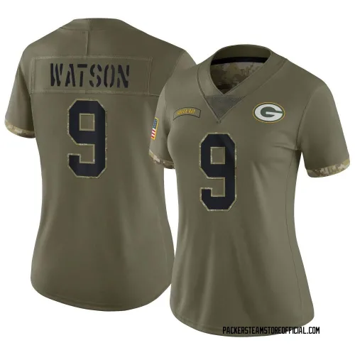 Green Bay Packers Women's Limited Olive 2022 Salute To Service Jersey (9 Christian Watson)