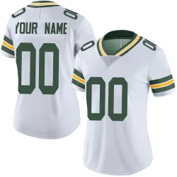 Green Bay Packers Women's Limited White Vapor Untouchable Jersey (00 Custom)