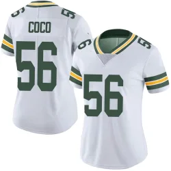 Green Bay Packers Women's Limited White Vapor Untouchable Jersey (56 Jack Coco)