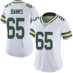 Green Bay Packers Women's Limited White Vapor Untouchable Jersey (65 Aaron Banks)