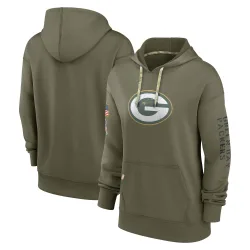 Green Bay Packers Women's Olive 2022 Salute to Service Performance Pullover Hoodie