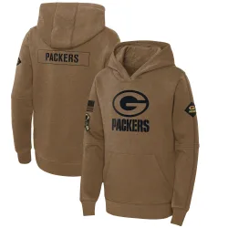 Green Bay Packers Youth Brown 2023 Salute to Service Club Fleece Pullover Hoodie