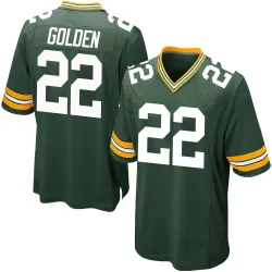 Green Bay Packers Youth Game Green Team Color Jersey (22 Matthew Golden)