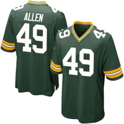 Green Bay Packers Youth Game Green Team Color Jersey (49 Austin Allen)