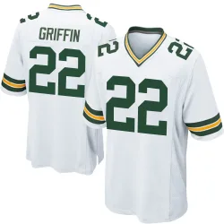 Green Bay Packers Youth Game White Jersey (22 Tulu Griffin)