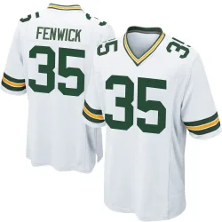 Green Bay Packers Youth Game White Jersey (35 Deshaun Fenwick)