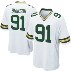 Green Bay Packers Youth Game White Jersey (91 Warren Brinson)