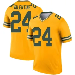 Green Bay Packers Youth Legend Gold Inverted Jersey (24 Carrington Valentine)