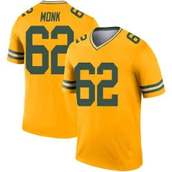 Green Bay Packers Youth Legend Gold Inverted Jersey (62 Jacob Monk)