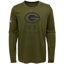 Green Bay Packers Youth Legend Olive 2018 Salute to Service Performance Long Sleeve T-Shirt