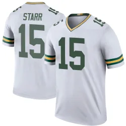 Green Bay Packers Youth Legend White Color Rush Jersey (15 Bart Starr)