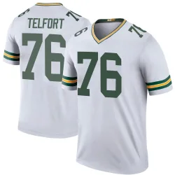 Green Bay Packers Youth Legend White Color Rush Jersey (76 Kadeem Telfort)