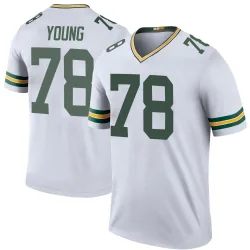 Green Bay Packers Youth Legend White Color Rush Jersey (78 Cameron Young)