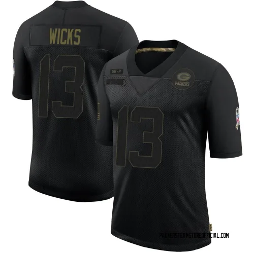 Green Bay Packers Youth Limited Black 2020 Salute To Service Jersey (13 Dontayvion Wicks)