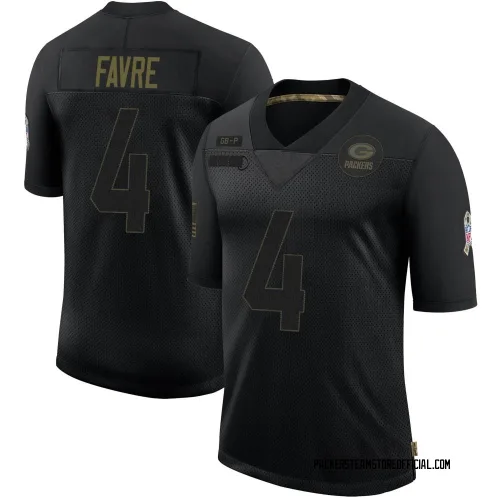 Green Bay Packers Youth Limited Black 2020 Salute To Service Jersey (4 Brett Favre)