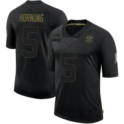 Green Bay Packers Youth Limited Black 2020 Salute To Service Jersey (5 Paul Hornung)