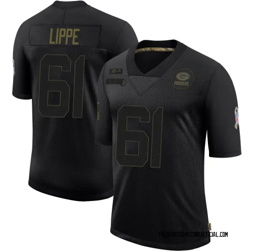 Green Bay Packers Youth Limited Black 2020 Salute To Service Jersey (61 J.J. Lippe)