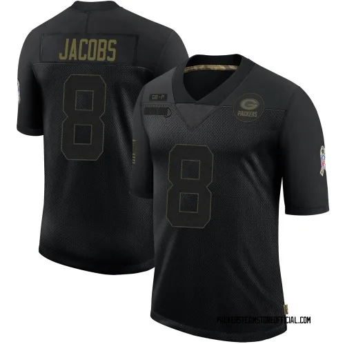 Green Bay Packers Youth Limited Black 2020 Salute To Service Jersey (8 Josh Jacobs)