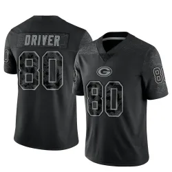 Green Bay Packers Youth Limited Black Reflective Jersey (80 Donald Driver)