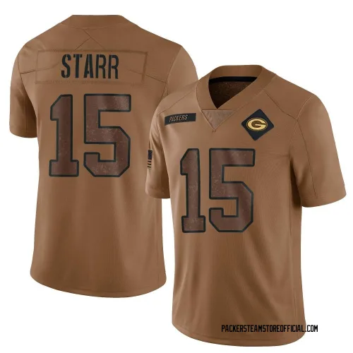 Green Bay Packers Youth Limited Brown 2023 Salute To Service Jersey (15 Bart Starr)