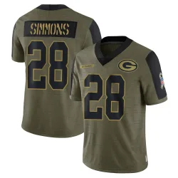 Green Bay Packers Youth Limited Olive 2021 Salute To Service Jersey (28 Isaiah Simmons)