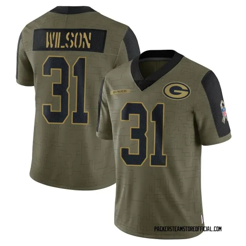 Green Bay Packers Youth Limited Olive 2021 Salute To Service Jersey (31 Emanuel Wilson)