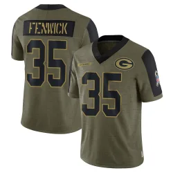Green Bay Packers Youth Limited Olive 2021 Salute To Service Jersey (35 Deshaun Fenwick)