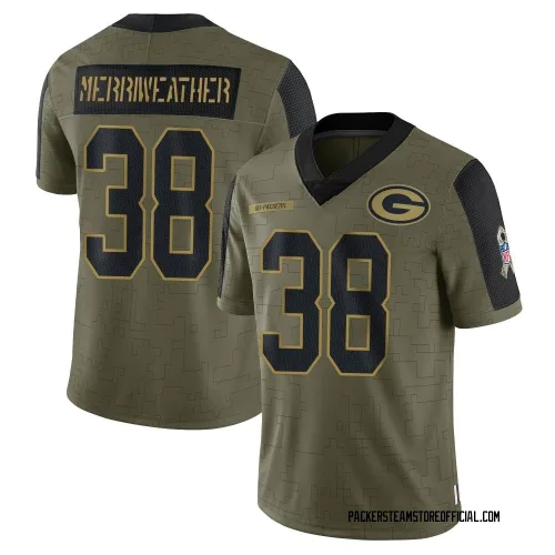 Green Bay Packers Youth Limited Olive 2021 Salute To Service Jersey (38 Ellis Merriweather)