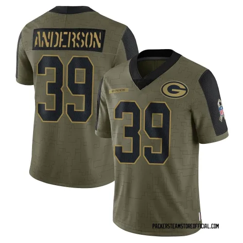 Green Bay Packers Youth Limited Olive 2021 Salute To Service Jersey (39 Zayne Anderson)