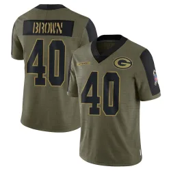 Green Bay Packers Youth Limited Olive 2021 Salute To Service Jersey (40 Omar Brown)