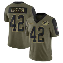Green Bay Packers Youth Limited Olive 2021 Salute To Service Jersey (42 Matt Orzech)