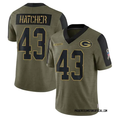 Green Bay Packers Youth Limited Olive 2021 Salute To Service Jersey (43 Broughton Hatcher)