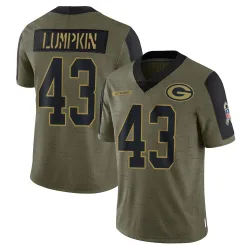 Green Bay Packers Youth Limited Olive 2021 Salute To Service Jersey (43 Johnny Lumpkin)
