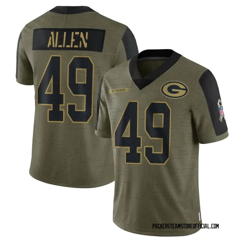Green Bay Packers Youth Limited Olive 2021 Salute To Service Jersey (49 Austin Allen)