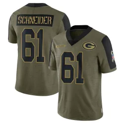 Green Bay Packers Youth Limited Olive 2021 Salute To Service Jersey (61 Cole Schneider)
