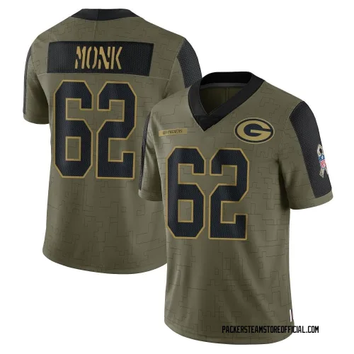 Green Bay Packers Youth Limited Olive 2021 Salute To Service Jersey (62 Jacob Monk)