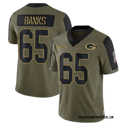 Green Bay Packers Youth Limited Olive 2021 Salute To Service Jersey (65 Aaron Banks)