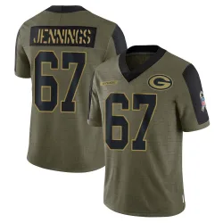 Green Bay Packers Youth Limited Olive 2021 Salute To Service Jersey (67 Donovan Jennings)