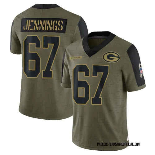 Green Bay Packers Youth Limited Olive 2021 Salute To Service Jersey (67 Donovan Jennings)