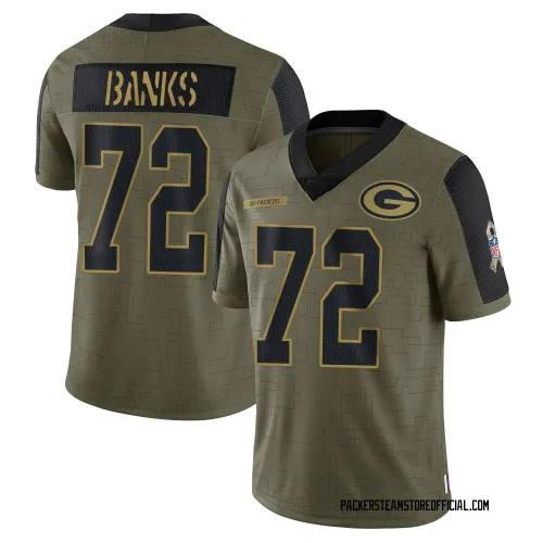 Green Bay Packers Youth Limited Olive 2021 Salute To Service Jersey (72 Brant Banks)