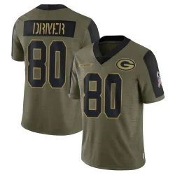 Green Bay Packers Youth Limited Olive 2021 Salute To Service Jersey (80 Donald Driver)