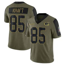 Green Bay Packers Youth Limited Olive 2021 Salute To Service Jersey (85 Tucker Kraft)