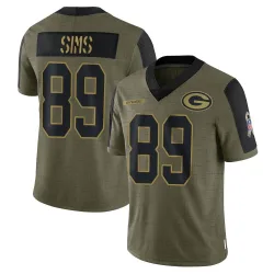 Green Bay Packers Youth Limited Olive 2021 Salute To Service Jersey (89 Ben Sims)