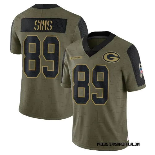 Green Bay Packers Youth Limited Olive 2021 Salute To Service Jersey (89 Ben Sims)