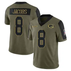 Green Bay Packers Youth Limited Olive 2021 Salute To Service Jersey (8 Josh Jacobs)